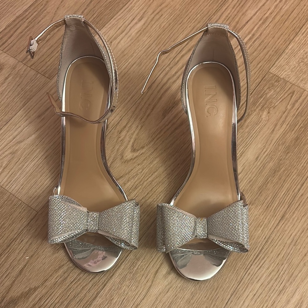 INC International Concepts Silver Heels Elegant Design